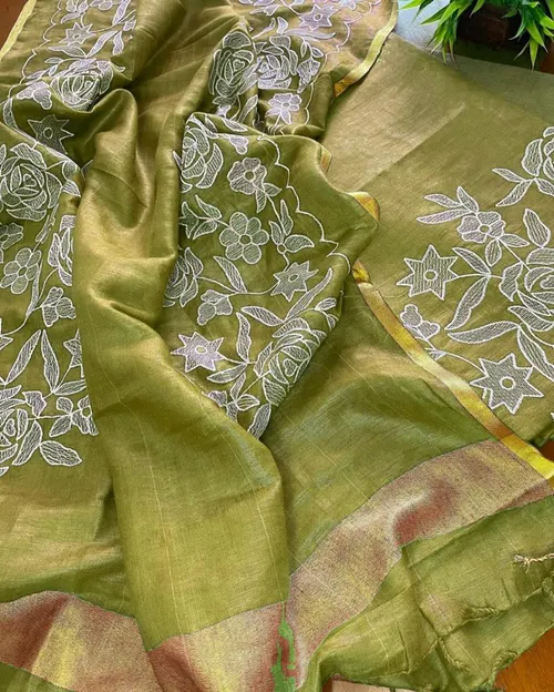 Elegant Cotton‑Linen Suit Piece with Intricate Hand Embroidery